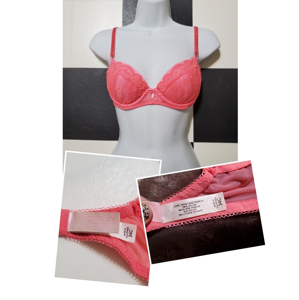 🚩 SALE VS Victoria's Secret Bra 34C Rose Pink - Picture 2 of 4